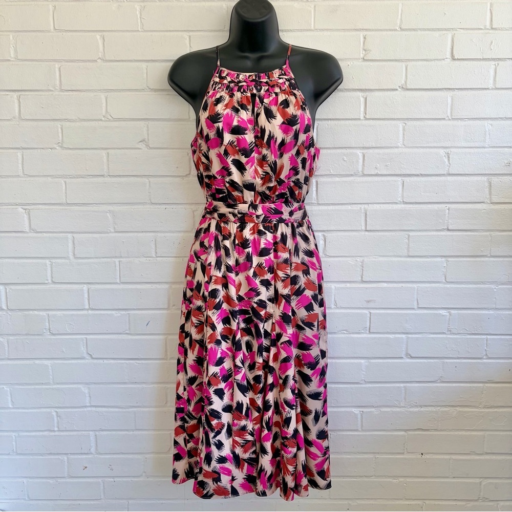 Catherine Malandrino Halter Midi in Pink, Cream, Orange & Black | SZ 4 EUC!